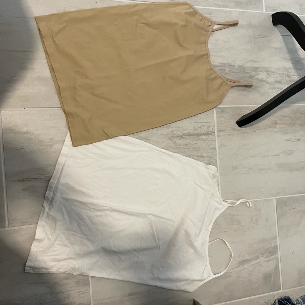 2 Cami Tanks (White & Tan) Forever & One Step Up